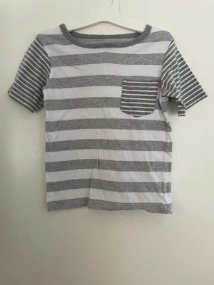 TCP Toddler Boys Striped 100% Cotton Crewneck Pocket Short Sleeve Shirt Gray 5T - Image 1 of 4