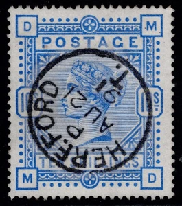 1884 10/- Ultramarine SG 183 MD Crisp HEREFORD CDS Superb Used Cat. £525.00 - Picture 1 of 1