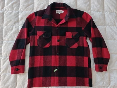 VTG Bemidji Woolen Mills Buffalo Plaid Wool Jacket Red Black Check USA Made L - Image 1 of 4