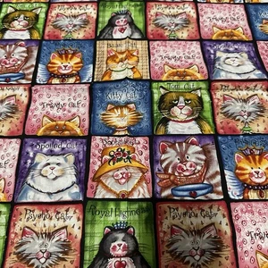 BAUMWOLLSTOFF KATZE Débora Jordan Bryan für Robert Faufman ￼17x22 t3 - Bild 1 von 4