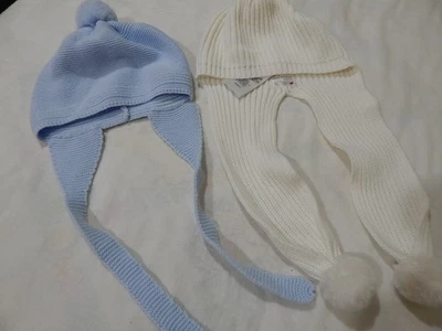 MAYORAL 2 Sombreros de INVIERNO Tejidos para Bebés Niños Azul Claro y Blanco Ambos NUEVOS SIN ETIQUETAS TAN DULCES Foto 1 de 4