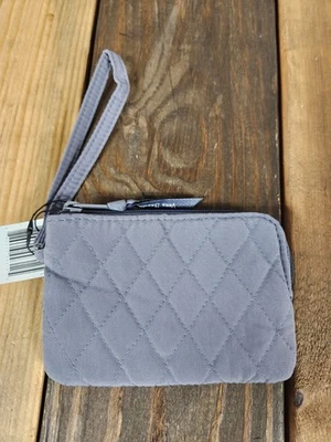 Vera Bradley RFID Zip Top ID Case Classic Carbon Gray NWT Microfiber Organizer - Изображение 1 из 2