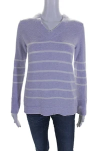 Kinross Womens Striped V Neck Sweater Lavender Purple White Size Extra Small - Picture 1 of 5