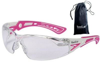 BOLLÉ Bolle 40254 Rush+ Small Safety Glasses Pink/White Temples Clear Anti-Fog Lens