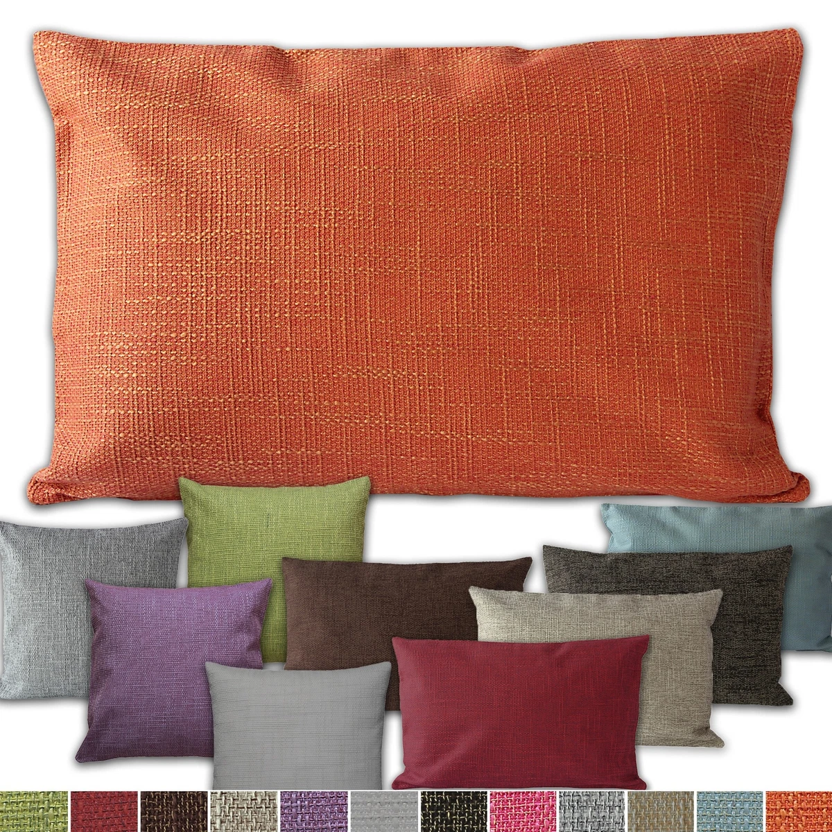 Kissenbezüge 40x40 Cm 2er Set – Leinen, Doppelseitiges Herz-Streifen-Design, Mit Reißverschluss
