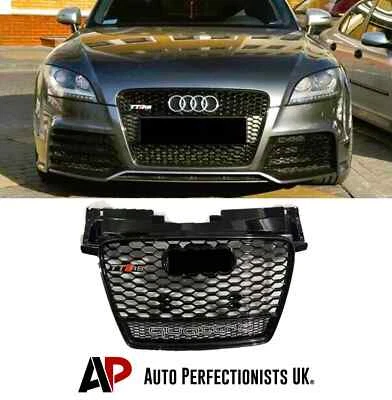AUTO PERFECTIONISTS UK Audi TTRS Style TT TTS Front Main Grille Gloss Black Honeycomb Mesh Grill 06-14