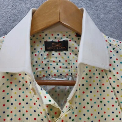 Camisa de vestir Steven Land multicolor colorido patrón de puntos puños franceses 16 (34/35) Foto 1 de 4