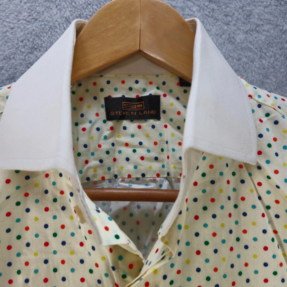 Camisa de vestir Steven Land multicolor colorido patrón de puntos puños franceses 16 (34/35) Foto 1 de 4