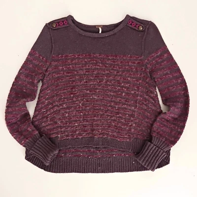 Suéter Suéter Free People Ciruela Rayas Lana Angora Alto Bajo Talla S Foto 1 de 4
