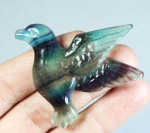 Natürliche Farbe Fluorit Stein Quarz Kristall geschnitzt Vogel Schnitzerei Reiki Heilung - Bild 1 von 9