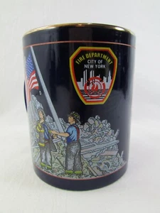 FDNY Fire Department New York's Bravest City Merchandise Blue Gold Trim Mug - Picture 1 of 8