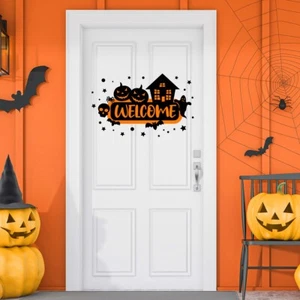Halloween Welcome Home Yard Door Window Pumpkin Skull Bat Ghost Sticker Vinyl - Picture 1 of 5