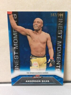 Anderson Silva 2013 Topps UFC Finest Blue Refractor Finest Moments #182/188 - Image 1 of 2