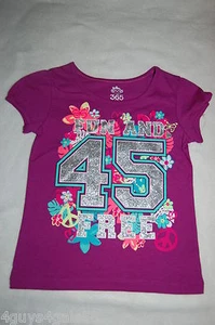 Girls S/S Tee Shirt MAGENTA Glitter Flowers FUN AND FREE 45 Silver SIZE 4 - Picture 1 of 1