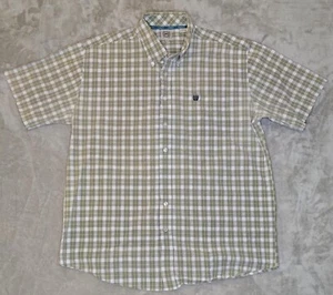 Cinch Shirt Men's XL Green Plaid Button Down Chest Pocket Back Pleat 100% Cotton - Picture 1 of 17