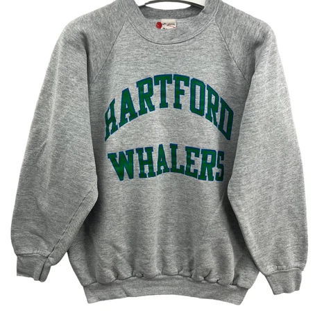 Vintage Hartford Whalers Pullover Sweatshirt NHL Hockey Made in USA Spellout Cover