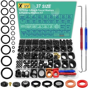 37 Size 1075 Pcs Faucet Washers & O-Rings Kit & Plumbing Gasket 3-in-1 Home U... - Picture 1 of 9