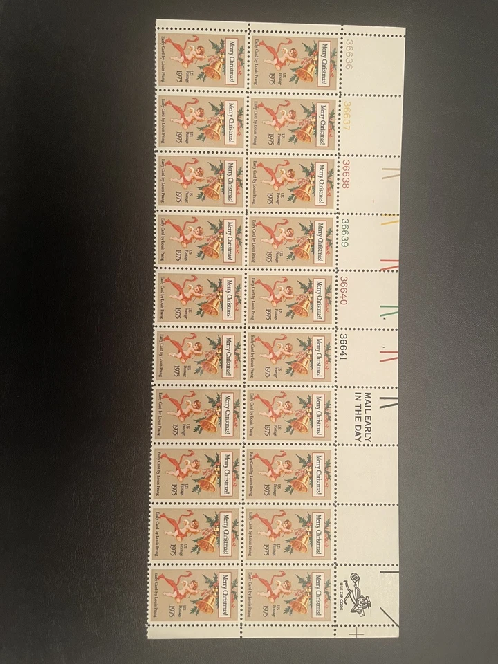 US  Stamps Sc 1580 Christmas Card Angel Bell Full  Block of 20 Stamps MNH 1975 - Image 1 of 1
