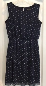 Enfocus Damen Kleid Größe 6P Blau Gefüttert Elastische Taille Überzug Vorne Gepunktet 216 - Bild 1 von 8