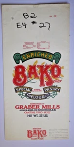 X LARGE Vintage Paper Sack Bag - BAKO FLOUR, GRABER MILLS, CANTON OHIO 1986 - Picture 1 of 1