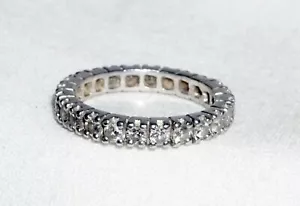 Anello Fascia Matrimonio Vintage Platino Full Eternity Taglia 5,25 con 24x Diamanti (---) - Foto 1 di 10