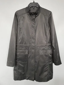 Eileen Fisher Zip Up Anorak Jacket Cotton Blend Pockets Gray Green Size M - Picture 1 of 6