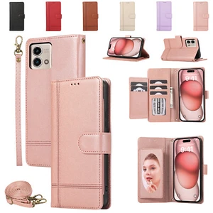 For Motorol MOTO G Stylus 5G 2023 case leather wallet card slot cover With Strap - Picture 1 of 50