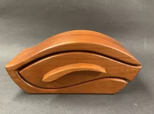 Hand Crafted Curved Wood Box Drawer Finished Cherry Artisan Signed - Picture 1 of 15