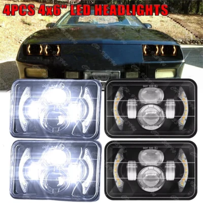 Faros LED de haz alto/bajo Fit 1982-1987 Chevrolet El Camino 4 piezas 4x6 pulgadas Foto 1 de 4