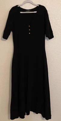 Lauren Ralph Lauren Fit & Flare Dress, Short Sleeve Waffle Knit, Petite Large - Image 1 of 4