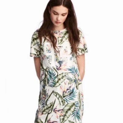 Nuevo con etiquetas Vestido Camiseta Tropical Divided by H&M Talla 10 Palm Bird Foto 1 de 4