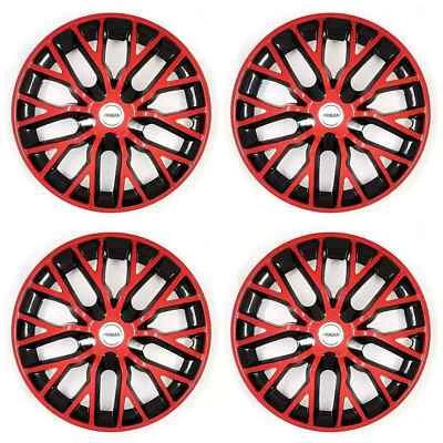 Black Red 12 Inch Wheel Cover Wheel Cap Universal Model Set of 4 Pcs - Image 1 of 4