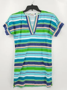 Camiseta informal Tizzie para mujer talla pequeña multicolor cuello en V manga corta a rayas - Imagen 1 de 4