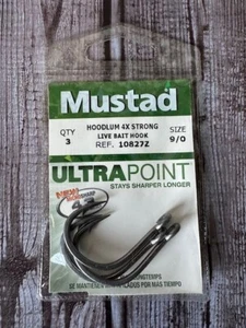 Mustad Hoodlum 4X Strong Live Bait Hook Size 9 - Picture 1 of 3