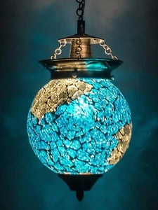 Turkish Moroccan Hanging Ceiling Mosaic Lamp Light Pendant Chandelier icy blue - Picture 1 of 5