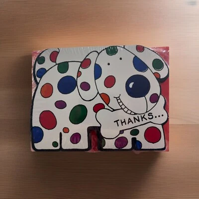 Puppy Dog Polka Dots Kids Thank You Note Card VTG 1990s Boy Birthday Die Cut 12 - Image 1 of 4