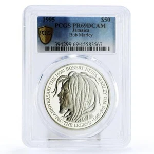 Jamaica 50 dollars 50th Birth of Bob Marley PR69 PCGS silver coin 1995 - Picture 1 of 2