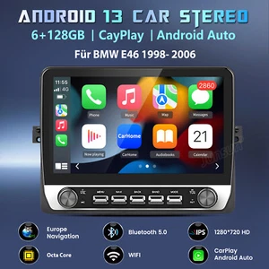 Autoradio Android 13 Carplay Für BMW 3er E46 1998-2006 GPS Navi WIFI BT SWC 128G - Bild 1 von 19