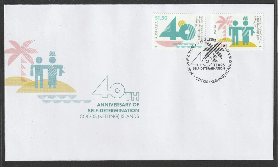 Islas Cocos (Keeling) 2024 - 40 Aniversario de Autodeterminación. FDC Foto 1 de 1
