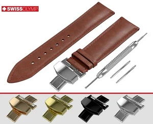 Für Seiko flaches braunes Echtleder Uhrenarmband Band für Schließe Schließe Pins - Bild 1 von 12