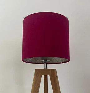 Lampshade Raspberry Pink 100% Linen Woodland Beige Hare Drum Lampshade - Picture 1 of 17