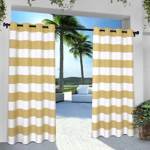 Exclusive Home Cabana Stripe Indoor/Outdoor Light Filtering Grommet Top Curta... - Picture 1 of 8