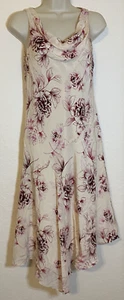 Ann Taylor Loft Women's Midi Dress 90s Y2K 100% Silk Cowl Neck Floral Fairycore - Picture 1 of 7