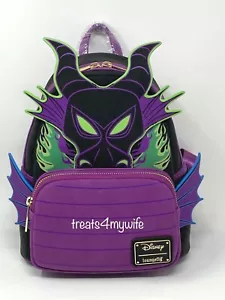 Mini zaino nuovo con etichette Loungefly Disney Malefica Dragon Glow GITD Flames ESCLUSIVO - Foto 1 di 9