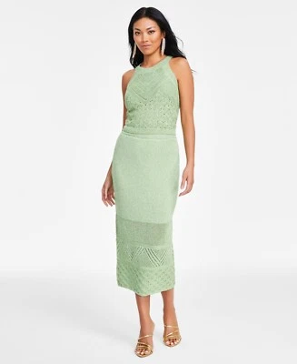 I.n.c. International Concepts Petite Lurex Crochet MIDI Skirt-Green-P/S-Defect - Image 1 of 4