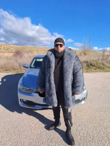 Men's Fur Coat Mink Fur Long Coat winter thickened warm trench coat - Picture 1 of 7