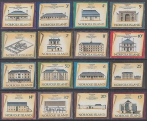 NORFOLK ISLAND # 156-71 CPL MNH SET of 16 - VARIOUS HOUSES on NORFOLK ISLAND - Picture 1 of 1