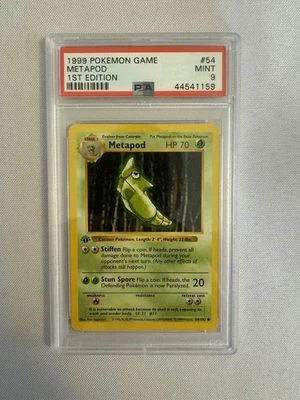 1999 Pokemon - 1st Edition Shadowless Metapod Base Set 54/102 - PSA 9 Mint! WOTC - Image 1 of 4