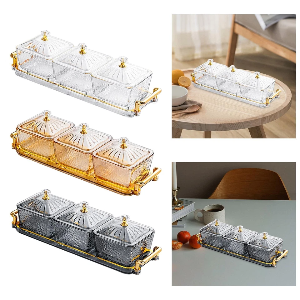 Nordic Dried Fruit Dish Glass Serving Tray with Stand Condiment Tray for - Image 1 of 1