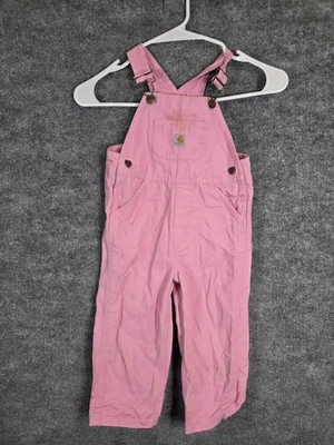 Mono Carhartt Niñas 2T Rosa Babero Pantalones Corazón Herrajes Algodón Logo Foto 1 de 4